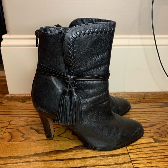 Coach Black Heeled Boots with Tassel Detail (flawed) - Picture 1 of 8